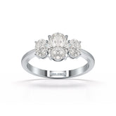 1.4 CT Three Stone Oval Cut Lab Diamond Ring